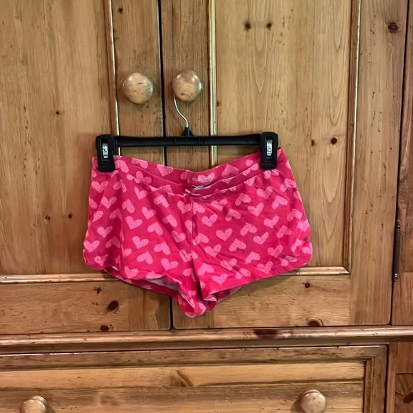 Adorable pink heart patterned sleep shorts